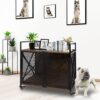 PETSCOSSET PET52 Dog Crate Furniture, Wooden 31"L Dog Kennel with Wheels,Brown