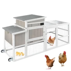 PETSCOSSET PET23 75''L Chicken Coop Hen House Outdoor Wooden Poultry Cage