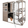 Petscosset CAT17 Catio Outdoor Cat Enclosures Wooden Cat House Weatherproof with Multi Platforms, Gray