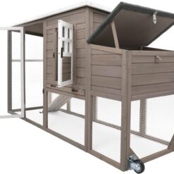 Alternative view of PETSCOSSET PET22 Chicken Coop with Run, Large Hen House with Nesting Box, Removable Tray,Grey