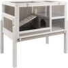PETSCOSSET PET37 38"L Guinea Pig Cages, Rabbit Cage Hutch with Ramp and Hideout, Small Animals, White/Grey