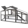 PETSCOSSET PET06 65"L Chicken Coop with Run, Wooden Hen House with Nesting Box, UV Panel, Black