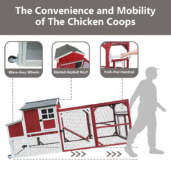 Alternative view of PETSCOSSET PET24 95" Large Chicken Coop Mobile Wooden Hen House with Nesting Box,with 6 Ventilation Door and Ramp,Red