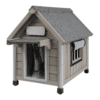 PETSCOSSET Dog House, Wooden Dog Kennel with Raised Feet for Small Dogs, Gray